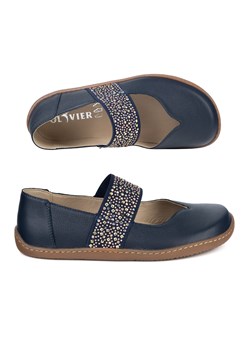 Czółenka barefoot damskie skórzane Mila – eleganckie, miękkie, naturalne granatowe ze sklepu butyolivier w kategorii Półbuty damskie - zdjęcie 189186920