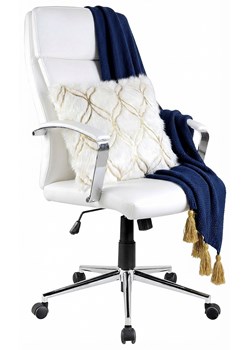 Obrotowy Fotel Biały Biurowy Z Ekoskóry E4-R20 ze sklepu Edinos.pl w kategorii Krzesła biurowe - zdjęcie 189187041