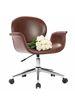 Brązowe obrotowe krzesło biurowe z ekoskóry N3-M57 ze sklepu Edinos.pl w kategorii Fotele - zdjęcie 189187060