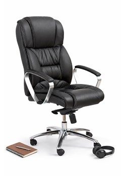 Czarny skórzany fotel biurowy regulowany T4-E97 ze sklepu Edinos.pl w kategorii Krzesła biurowe - zdjęcie 189187072