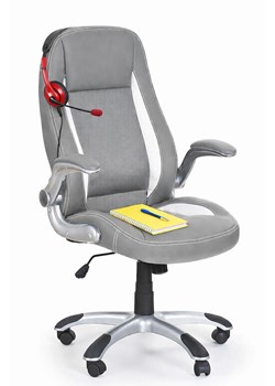 Popielaty skórzany obrotowy fotel gabinetowy N66 E2-L47 ze sklepu Edinos.pl w kategorii Krzesła biurowe - zdjęcie 189188860