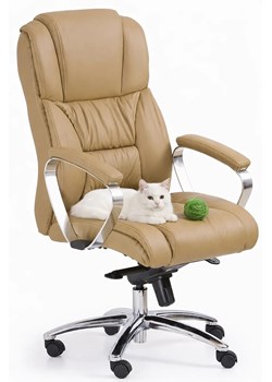 Skórzany beżowy fotel obrotowy do gabinetu K2-E61 ze sklepu Edinos.pl w kategorii Krzesła biurowe - zdjęcie 189188951