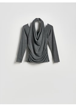 Reserved - Bluzka z ozdobnym dekoltem - ciemnoszary ze sklepu Reserved w kategorii Bluzki damskie - zdjęcie 189192384