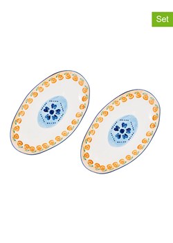 Björn Półmiski (2 szt.) w kolorze biało-niebiesko-pomarańczowym - 36,5 x 22 cm ze sklepu Limango Polska w kategorii Misy i tace dekoracyjne - zdjęcie 189195131