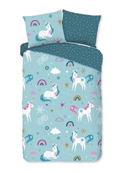 Good Morning Komplet pościeli flanelowej "Snowycorn" w kolorze niebieskim ze sklepu Limango Polska w kategorii Pościel dziecięca - zdjęcie 189198634