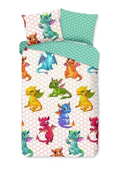 Good Morning Komplet pościeli renforcé "Dragons" w kolorze biało-zielonym ze wzorem ze sklepu Limango Polska w kategorii Pościel dziecięca - zdjęcie 189198721