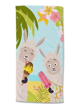 Good Morning Ręcznik plażowy "Happy lamas" ze wzorem ze sklepu Limango Polska w kategorii Ręczniki - zdjęcie 189199453