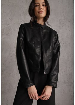 Czarna Taliowana Kurtka Ramoneska Y2K ze Stójką Fezilae ze sklepu renee.pl w kategorii Kurtki damskie - zdjęcie 189207143