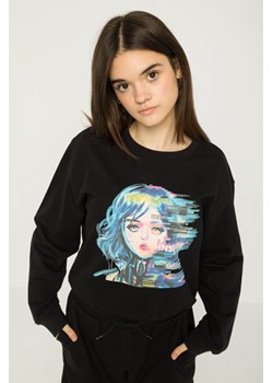 Czarna bluza dresowa z nadrukiem, Rozmiar - 164, Kolor - Czarny ze sklepu REPORTER w kategorii Bluzy dziewczęce - zdjęcie 189208373