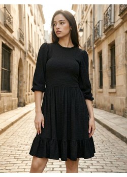 Sinsay - Sukienka z marszczeniami i falbanką - czarny ze sklepu Sinsay w kategorii Sukienki - zdjęcie 189211423