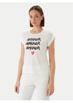 Morgan T-Shirt 261-DOUR Biały Regular Fit ze sklepu MODIVO w kategorii Bluzki damskie - zdjęcie 189213034