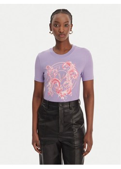 Versace Jeans Couture T-Shirt 80HAHE01 CJ02E Fioletowy Slim Fit ze sklepu MODIVO w kategorii Bluzki damskie - zdjęcie 189213063