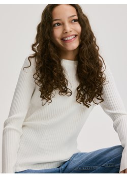 Reserved - Prążkowany sweter - złamana biel ze sklepu Reserved w kategorii Swetry dziewczęce - zdjęcie 189213730