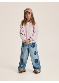 Reserved - Bawełniana bluza z koronką - pastelowy róż ze sklepu Reserved w kategorii Bluzy dziewczęce - zdjęcie 189214840