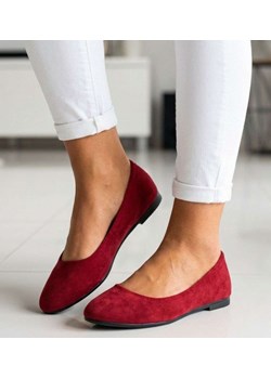 Zamszowe bordowe baleriny damskie /F4-2 18749 T07/ ze sklepu Pantofelek24.pl w kategorii Balerinki - zdjęcie 189214941