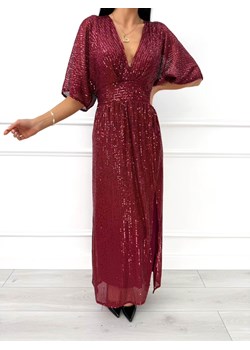 Czerwona Wieczorowa Sukienka w Cekiny ze sklepu ModnaKiecka.pl w kategorii Sukienki - zdjęcie 189215581