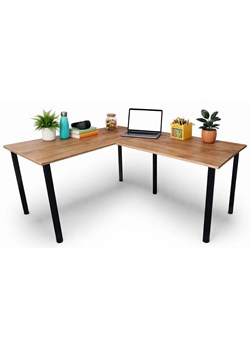 Loftowe biurko kątowe z regulacją wysokości nóżek 120x150x60 dąb craft złoty E0-B54 ze sklepu Edinos.pl w kategorii Biurka i sekretarzyki - zdjęcie 189216182
