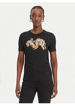 Versace Jeans Couture T-Shirt 80HAHE02 CJ00E Czarny Regular Fit ze sklepu MODIVO w kategorii Bluzki damskie - zdjęcie 189216894