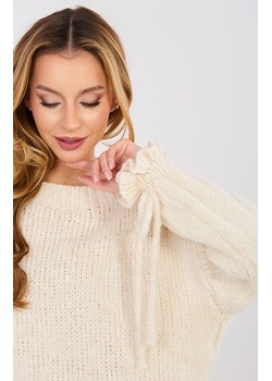 Beżowy sweter damski z domieszką wełny MI-SW-1512.28, Kolor jasny beż, Rozmiar uniwersalny, ITALY MODA ze sklepu Primodo w kategorii Swetry damskie - zdjęcie 189217401