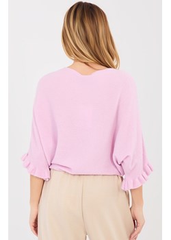 Pastelowy różowy sweter nietoperz z rękawem 3/4 MI-SW-3675.01P, Kolor jasny róż, Rozmiar uniwersalny, ITALY MODA ze sklepu Primodo w kategorii Swetry damskie - zdjęcie 189217413