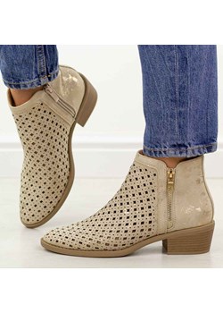 Złote botki damskie na obcasie M.Daszyński 2353-17 ze sklepu suzana.pl w kategorii Botki - zdjęcie 189219104