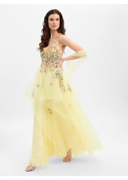 Unique Damska sukienka wieczorowa ze stułą Kobiety Sztuczne włókno cytrynowy jednolity ze sklepu vangraaf w kategorii Sukienki - zdjęcie 189219293