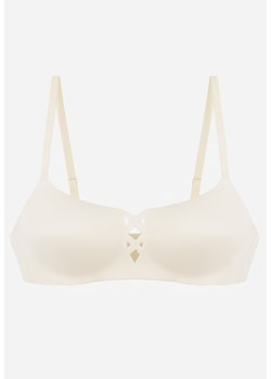 Jasnobeżowy Gładki Biustonosz z Ozdobną Imitacją Sznurowania Azivene ze sklepu born2be.pl w kategorii Biustonosze - zdjęcie 189220923