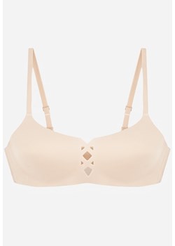 Beżowy Biustonosz o Gładkim Wykończeniu z Imitacją Wiązania Azisene ze sklepu renee.pl w kategorii Biustonosze - zdjęcie 189220964