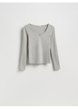 Reserved - Bluzka z koronką - jasnoszary ze sklepu Reserved w kategorii Bluzki damskie - zdjęcie 189221084