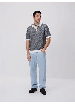 Reserved - Bawełniany sweter polo - granatowy ze sklepu Reserved w kategorii Swetry męskie - zdjęcie 189221174