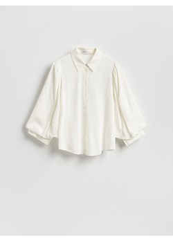 Reserved - Koszula z bufiastymi rękawami - biały ze sklepu Reserved w kategorii Bluzki damskie - zdjęcie 189221283