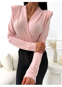 Brzoskwiniowe Body z Poduszkami na Ramionach ze sklepu ModnaKiecka.pl w kategorii Bluzki damskie - zdjęcie 189223230