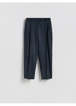 Reserved - Spodnie carrot z dodatkiem wełny - granatowy ze sklepu Reserved w kategorii Spodnie damskie - zdjęcie 189223593