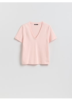 Reserved - T-shirt z bawełny merceryzowanej - pastelowy róż ze sklepu Reserved w kategorii Bluzki damskie - zdjęcie 189223761