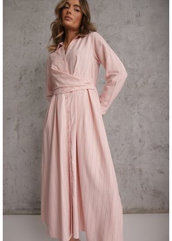 Różowa Wiskozowa Sukienka o Koszulowym Kroju z Marszczoną Talią Abilera ze sklepu renee.pl w kategorii Sukienki - zdjęcie 189223960