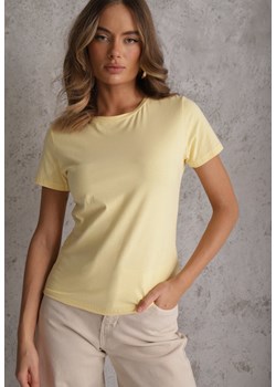 Żółty T-shirt z Bawełny z Okrągłym Dekoltem Nedima ze sklepu renee.pl w kategorii Bluzki damskie - zdjęcie 189224162