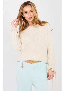 Beżowy sweter damski z domieszką wełny MI-SW-1512.28, Kolor jasny beż, Rozmiar uniwersalny, ITALY MODA ze sklepu Primodo w kategorii Swetry damskie - zdjęcie 189224471
