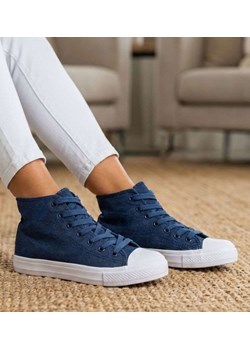 Granatowe trampki z wysoką cholewką /H2 16729 G9-84/ ze sklepu Pantofelek24.pl w kategorii Trampki damskie - zdjęcie 189224844