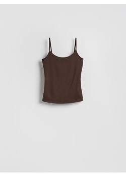 Reserved - Gładki top na ramiączkach - ciemnobrązowy ze sklepu Reserved w kategorii Bluzki damskie - zdjęcie 189224984