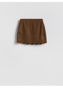 Reserved - Lniana spódnica mini - brązowy ze sklepu Reserved w kategorii Spódnice - zdjęcie 189227002