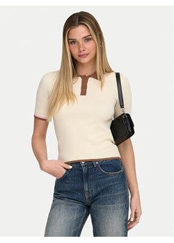 ONLY Polo Meddi 15363165 Beżowy Slim Fit ze sklepu MODIVO w kategorii Bluzki damskie - zdjęcie 189231441
