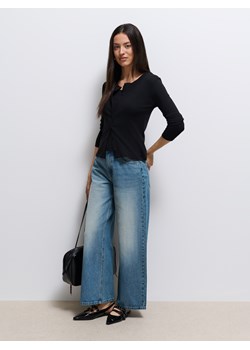 Mohito - Jeansy wide leg petite - granatowy ze sklepu Mohito w kategorii Jeansy damskie - zdjęcie 189234520