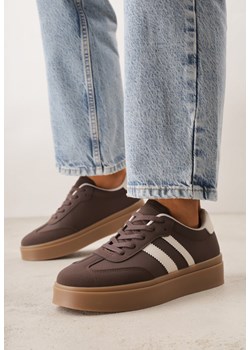 Brązowe Sneakersy VICES na Grubej Kauczukowej Podeszwie z Paskami Zidina ze sklepu born2be.pl w kategorii Buty sportowe damskie - zdjęcie 189234890