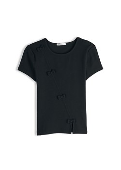 GATE Prążkowana koszulka z kokardkami 32 ze sklepu gateshop w kategorii Bluzki damskie - zdjęcie 189235894