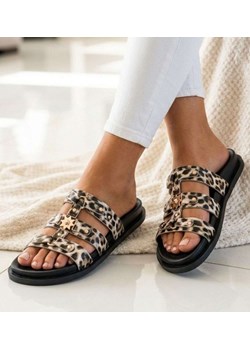 Klapki na platformie Sweet Shoes Leopard /D7-1 18785 W281/ ze sklepu Pantofelek24.pl w kategorii Klapki damskie - zdjęcie 189237052