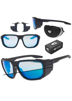 Górskie okulary z osłonkami przeciwsłoneczne fotochromowe GOG E460-2C w kat.2-4 czarny/niebieski ze sklepu Stylion w kategorii Okulary przeciwsłoneczne damskie - zdjęcie 189237504
