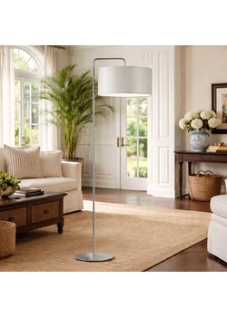 Prosta lampa stojąca z szarym kloszem BOLIVIA na chromowanym stelażu ze sklepu Lysne w kategorii Lampy podłogowe - zdjęcie 189238482