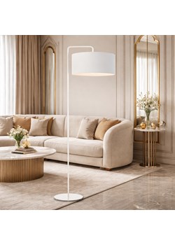 Biała lampa stojąca do salonu BOLIVIA lampa stojąca z abażurem 40 cm do dużego salonu ze sklepu Lysne w kategorii Lampy podłogowe - zdjęcie 189238493