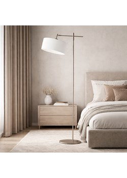 Srebrna lampa stojąca z białym kloszem MELTON ze sklepu Lysne w kategorii Lampy podłogowe - zdjęcie 189238503