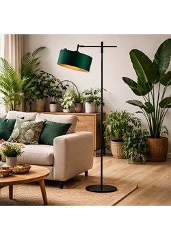 Regulowana lampa stojąca do czytania w salonie MELTON GOLD z abażurem zieleń butelkowa 30 cm ze sklepu Lysne w kategorii Lampy podłogowe - zdjęcie 189238550